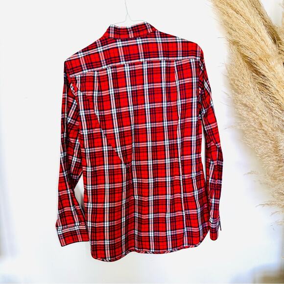 NEW PSYCHO BUNNY Blue Red White Plaid Flannel Print Button Long Sleeve Shirt M - Picture 4 of 9